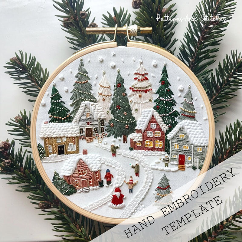 Winter Village Embroidery Kit