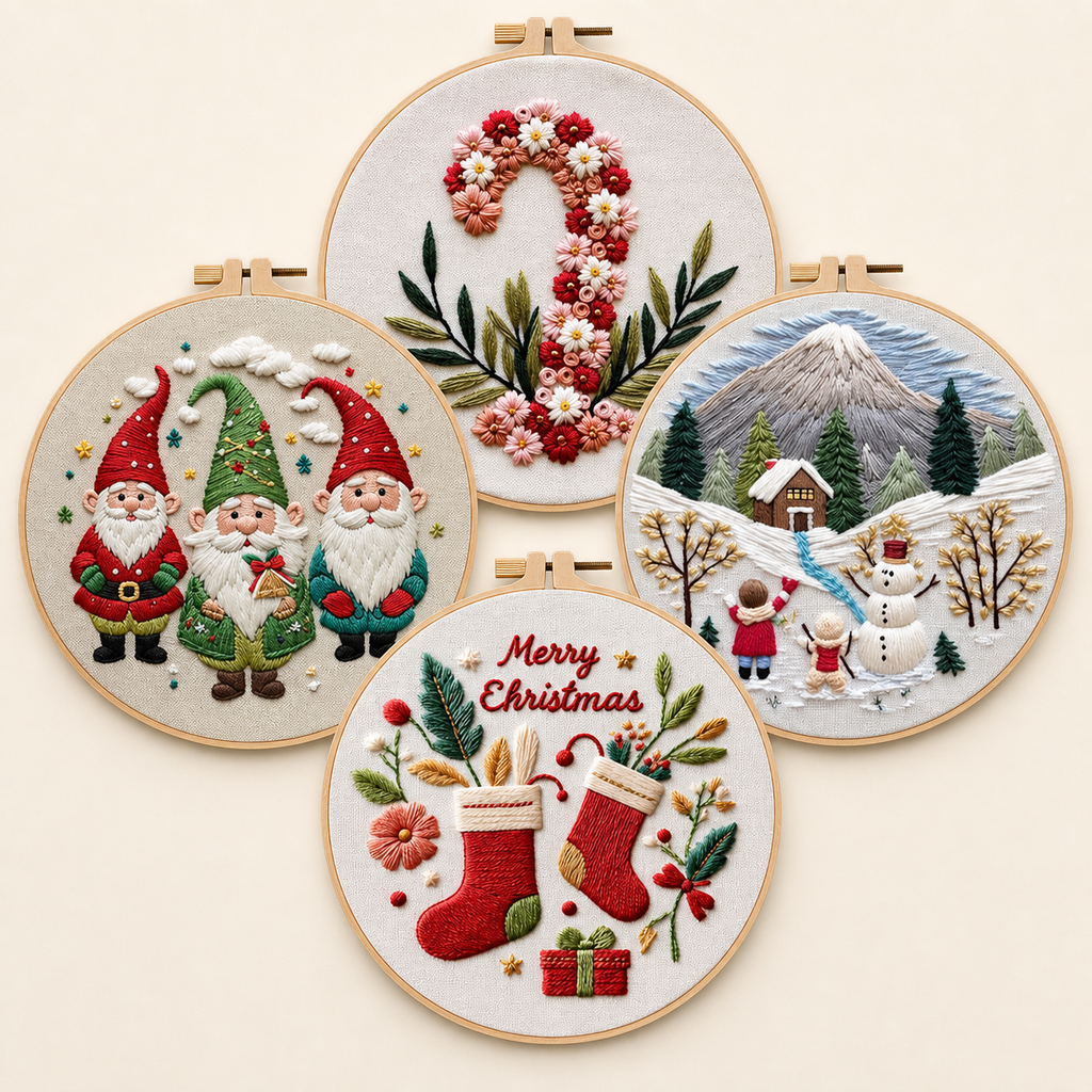 Christmas Hoop Embroidery Kit Collection