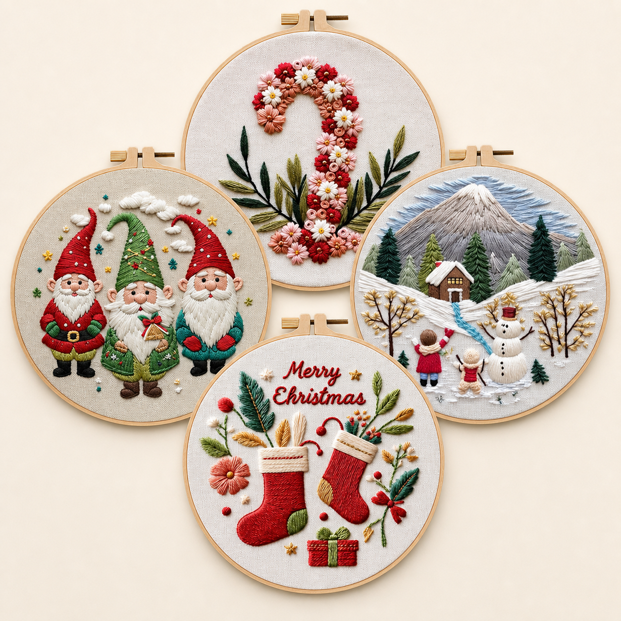 Christmas Hoop Embroidery Kit Collection