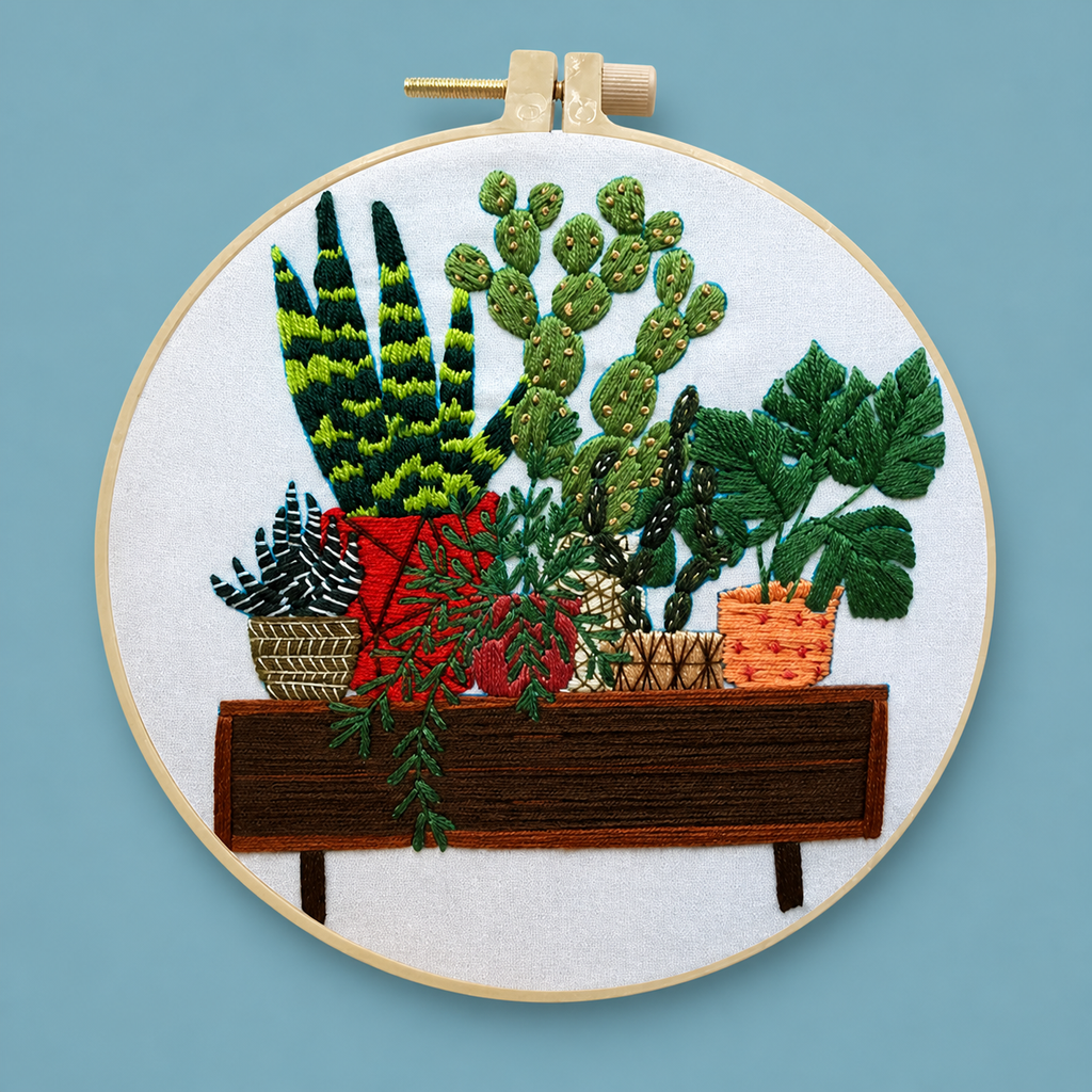 Houseplant Shelf Hand Embroidery Kit