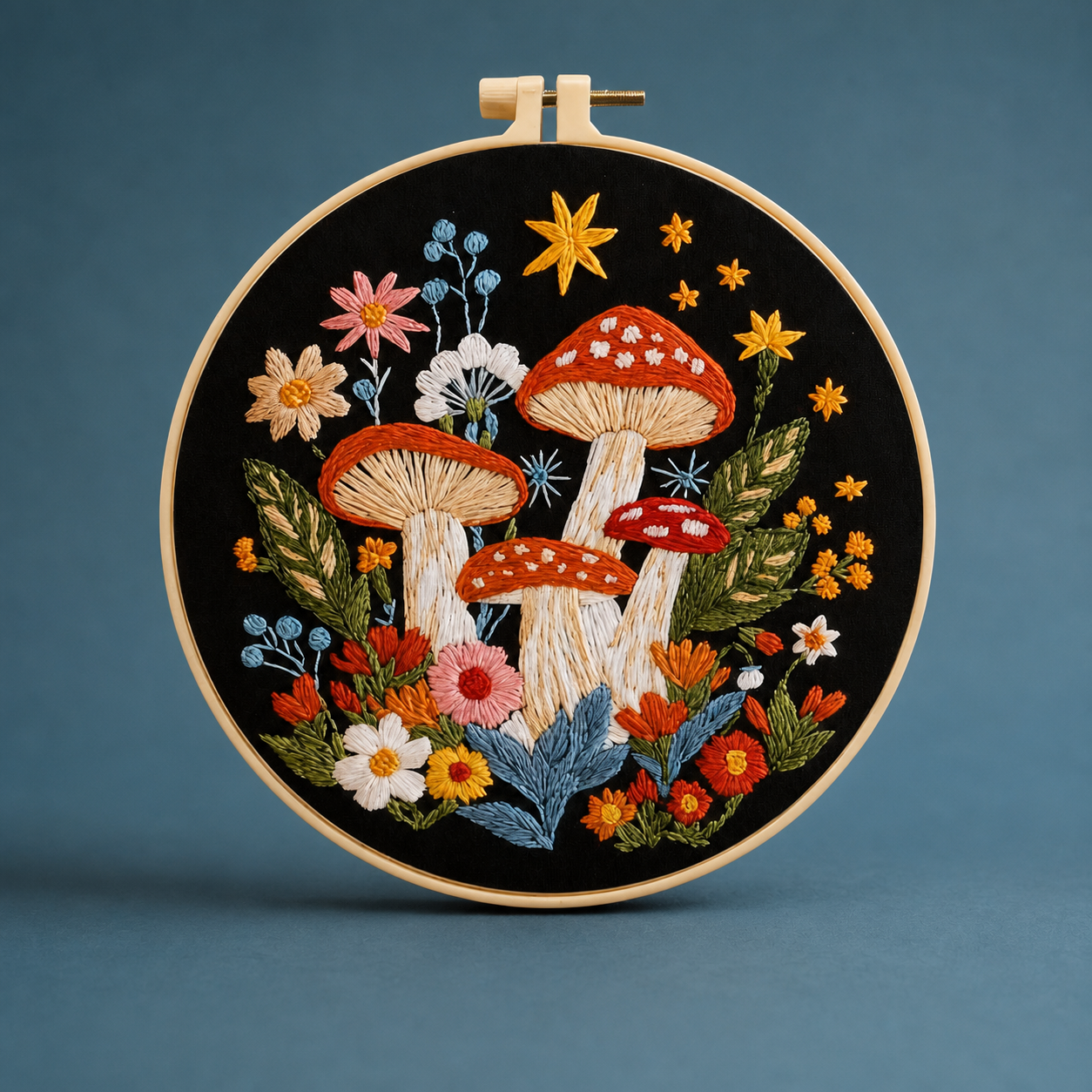 Midnight Mushroom Hand Embroidery Kit