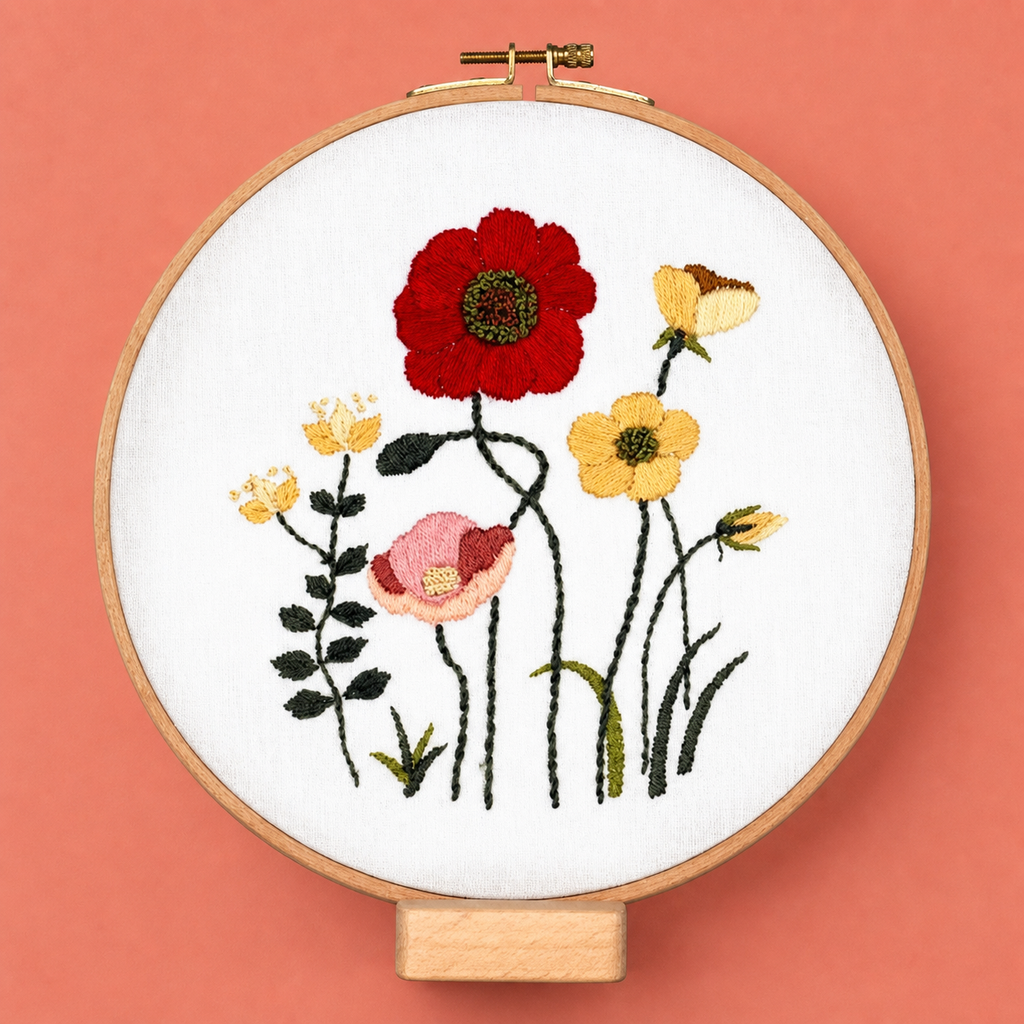 Modern Poppy Hand Embroidery Kit
