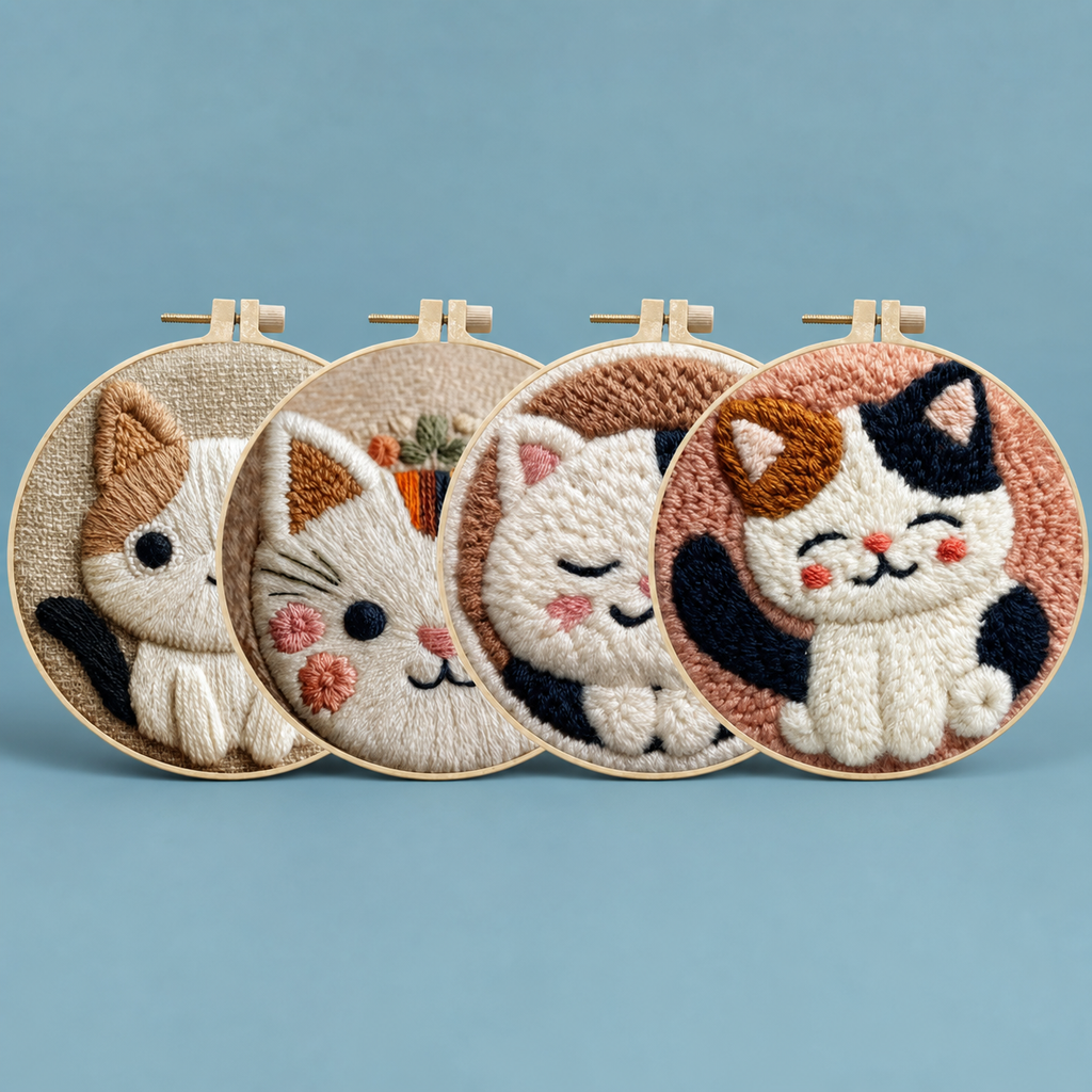 Whimsical Cats Punch Needle Collection